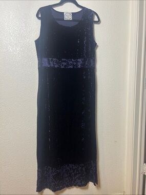 Vintage 90s Dressing Clio Velvet Burnout Floral Maxi Dress L USA